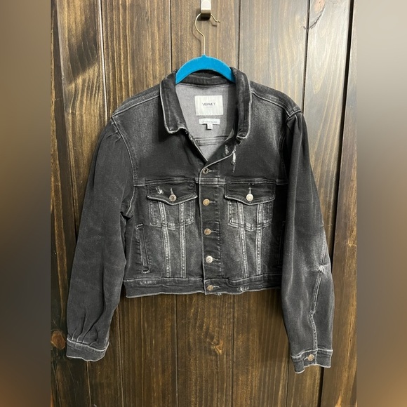 Vervet Los Angeles cropped puff sleeve trucker jean jacket size small - Picture 1 of 8